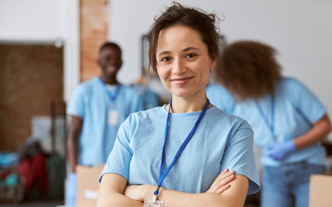 woman with people on background