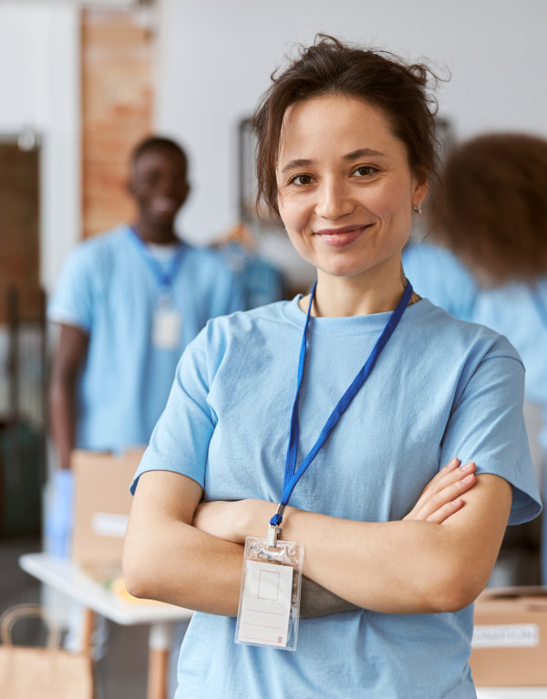 woman with people on background