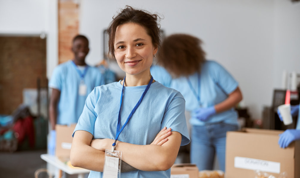 woman with people on background